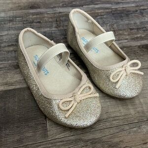 Sparkly Gold Kids Dress Shoes with Bow
